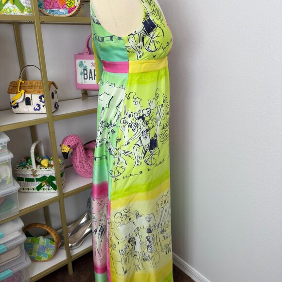 SOLD Beautiful SILK Lilly Pulitzer PETRA Maxi Dress "A Day in the Life" Size 4 - Picture 6 of 16